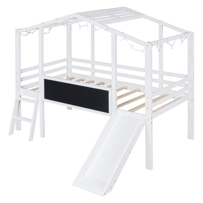Loft House Bed With Ladder And Slide, With board And Light Strip On The Roof - The Sleep Loft - Online Mattress Showroom NYC