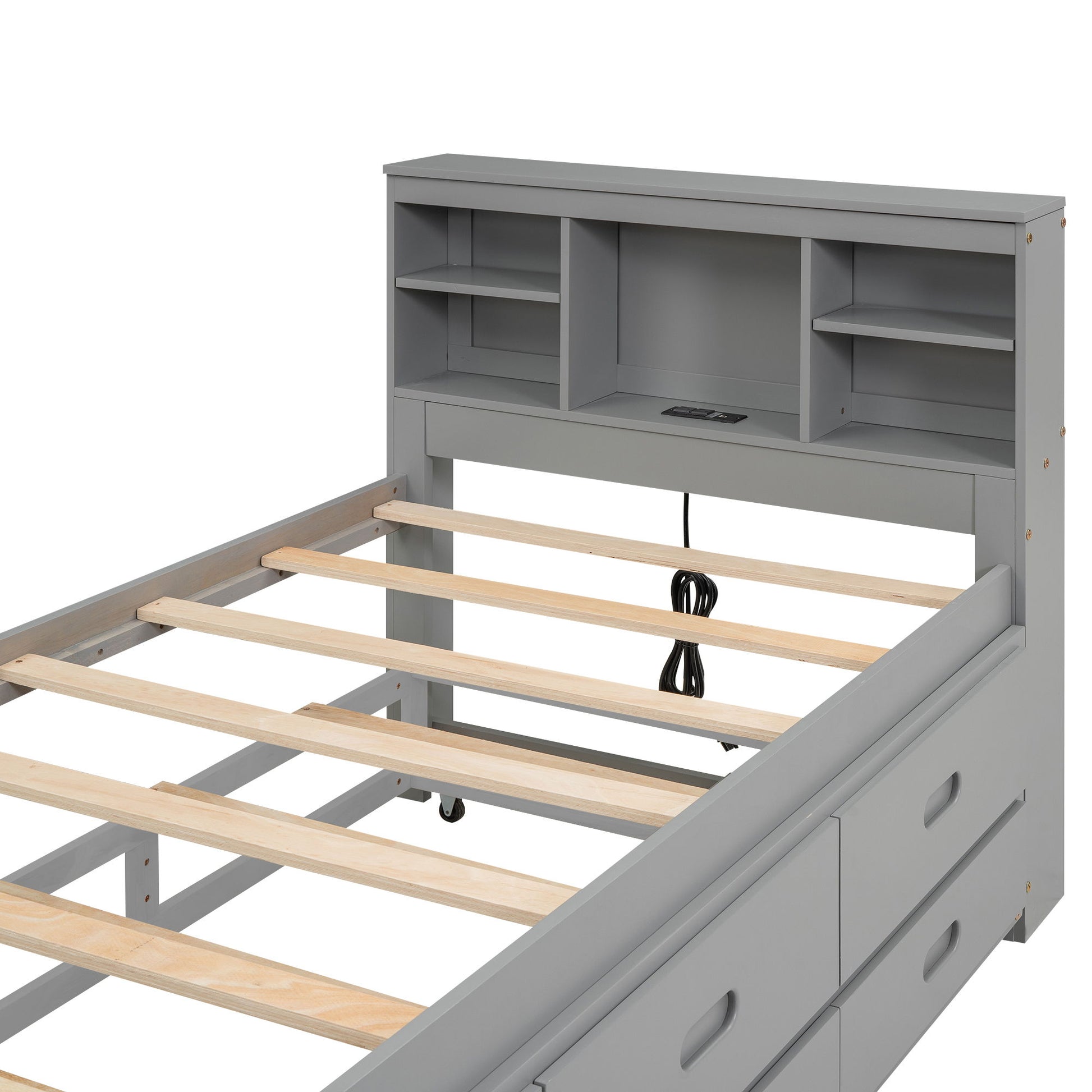 Platform Bed With Storage Headboard, USB, Trundle And 3 Drawers - The Sleep Loft - Online Mattress Showroom NYC