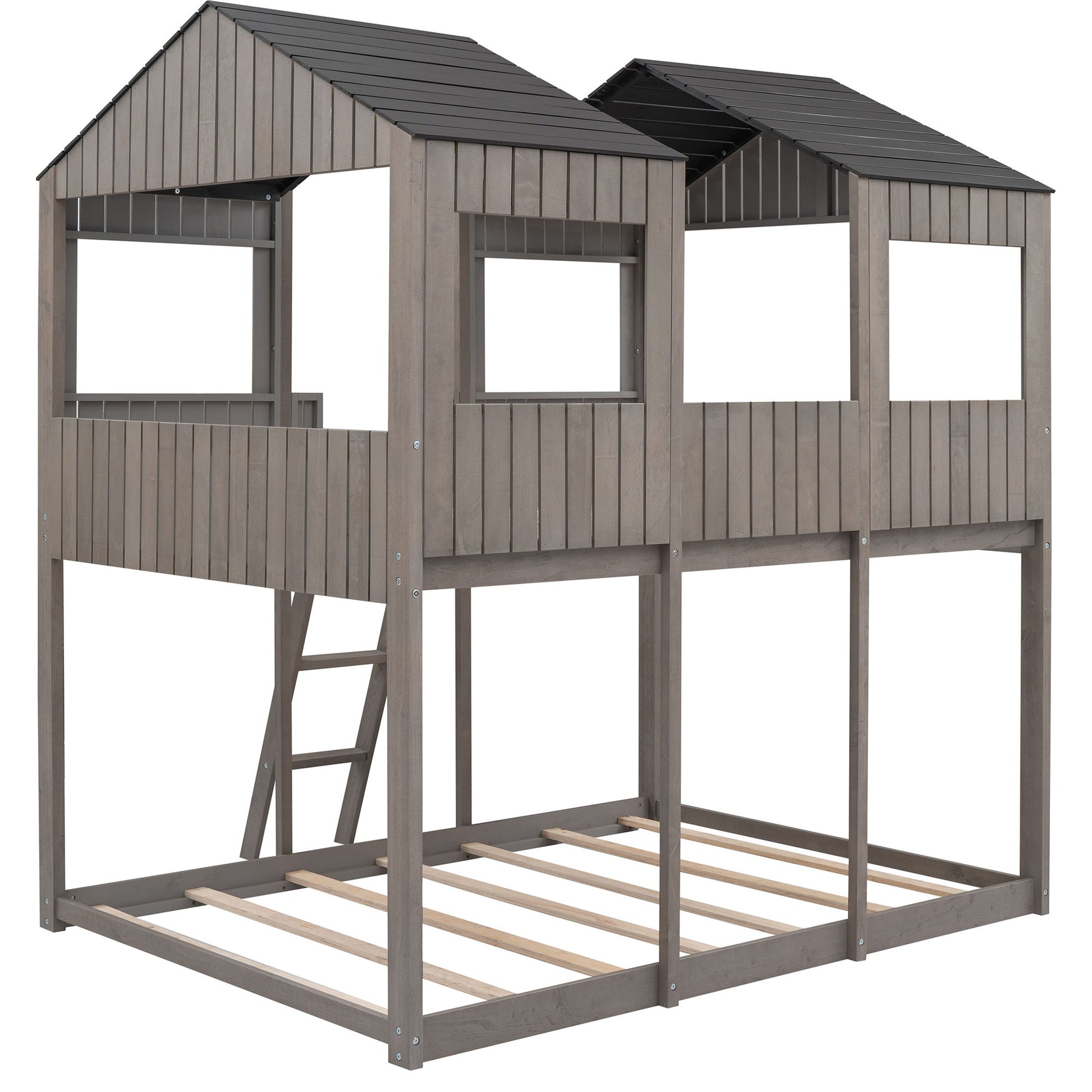 Bunk Bed With Roof, Window, Guardrail, Ladder - The Sleep Loft - Online Mattress Showroom NYC