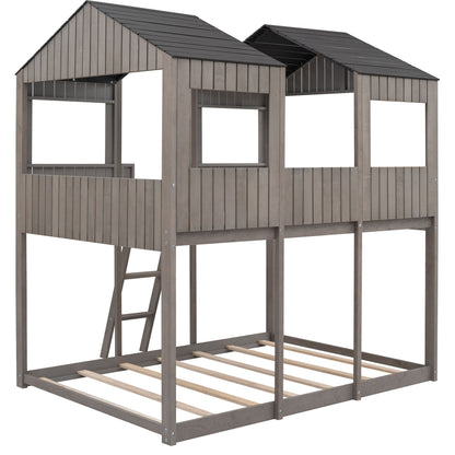 Bunk Bed With Roof, Window, Guardrail, Ladder - The Sleep Loft - Online Mattress Showroom NYC