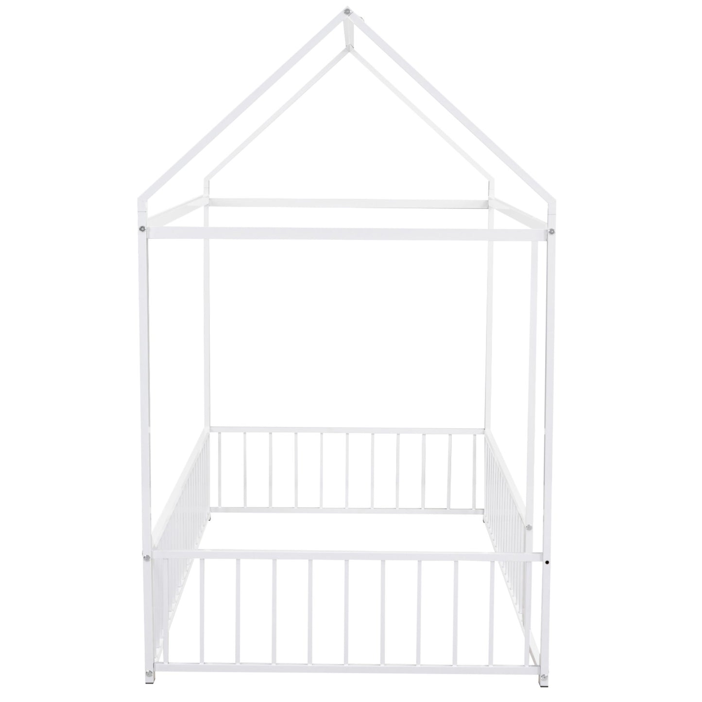 Metal Bed House Bed Frame With Fence - The Sleep Loft - Online Mattress Showroom NYC