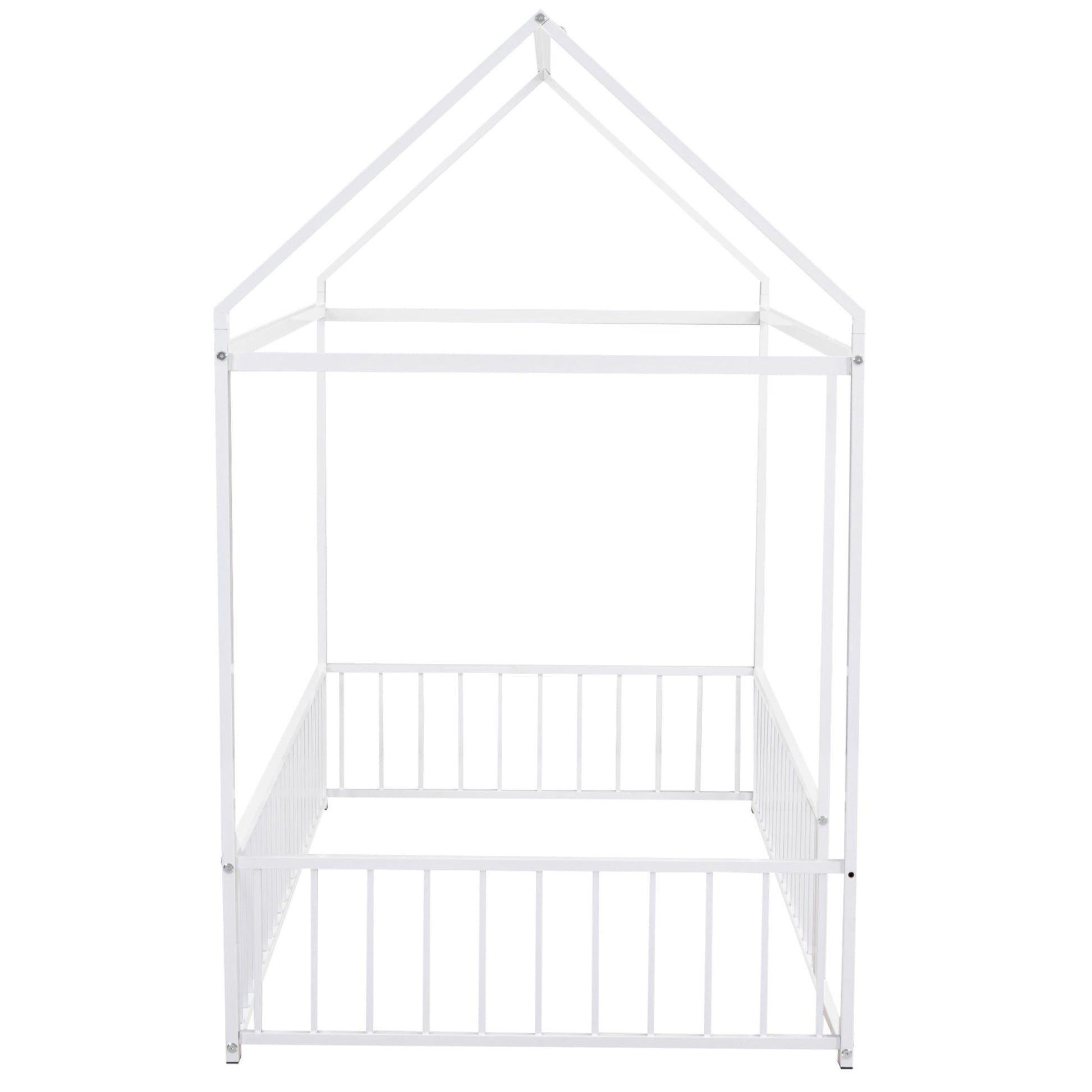 Metal Bed House Bed Frame With Fence - The Sleep Loft - Online Mattress Showroom NYC