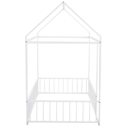 Metal Bed House Bed Frame With Fence - The Sleep Loft - Online Mattress Showroom NYC