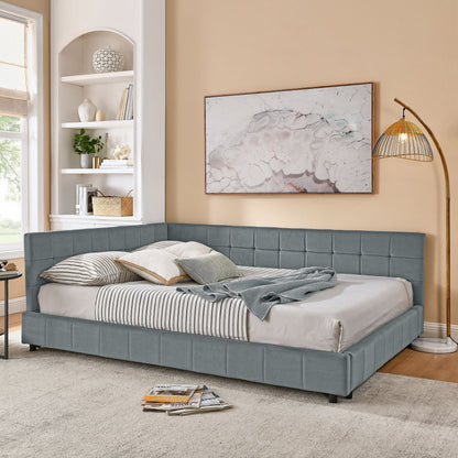 Mid-Century Storage Upholstered Tufted Bed Frame With Backrest And Armrests - The Sleep Loft - Online Mattress Showroom NYC