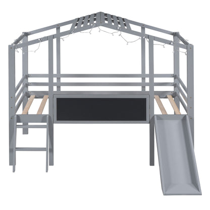 Loft House Bed With Ladder And Slide, With board And Light Strip On The Roof - The Sleep Loft - Online Mattress Showroom NYC