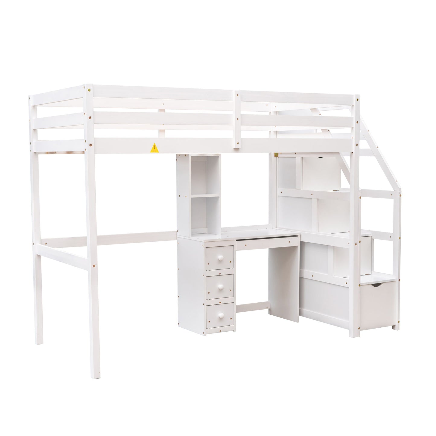 Loft Bed With Stand Alone Bed, Storage Staircase, Desk, Shelves, And Drawers - The Sleep Loft - Online Mattress Showroom NYC