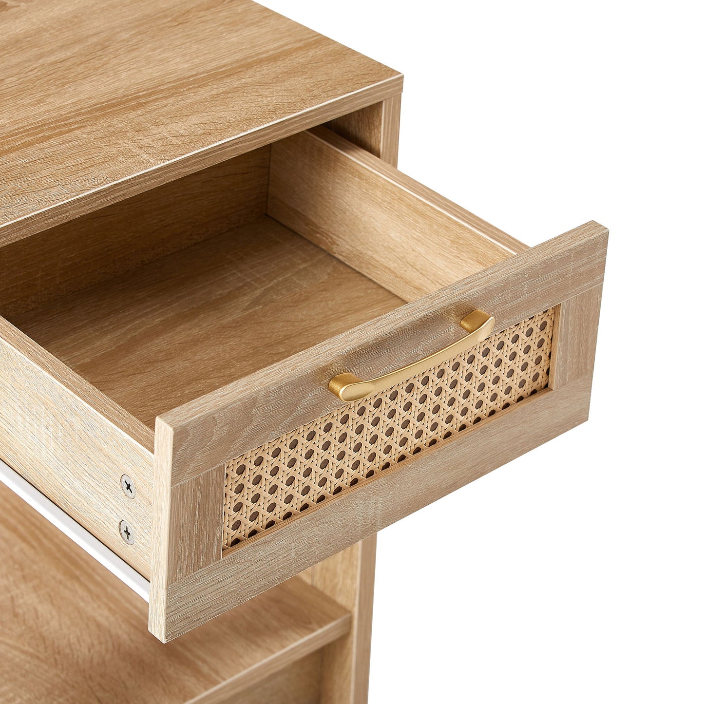 15.75" Rattan End Table With Drawer, Modern Nightstand, Side Table For Living Room, Bedroom - The Sleep Loft - Online Mattress Showroom NYC