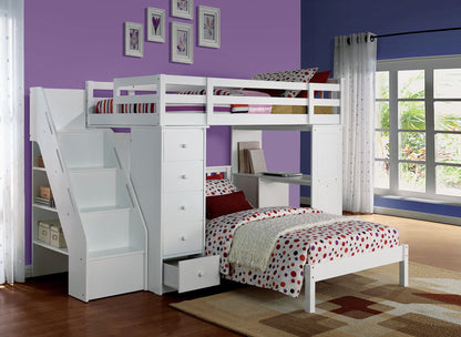 Freya - Twin Loft Bed With Storage (Not Including The Bottom Twin Bed) - White - The Sleep Loft - Online Mattress Showroom NYC