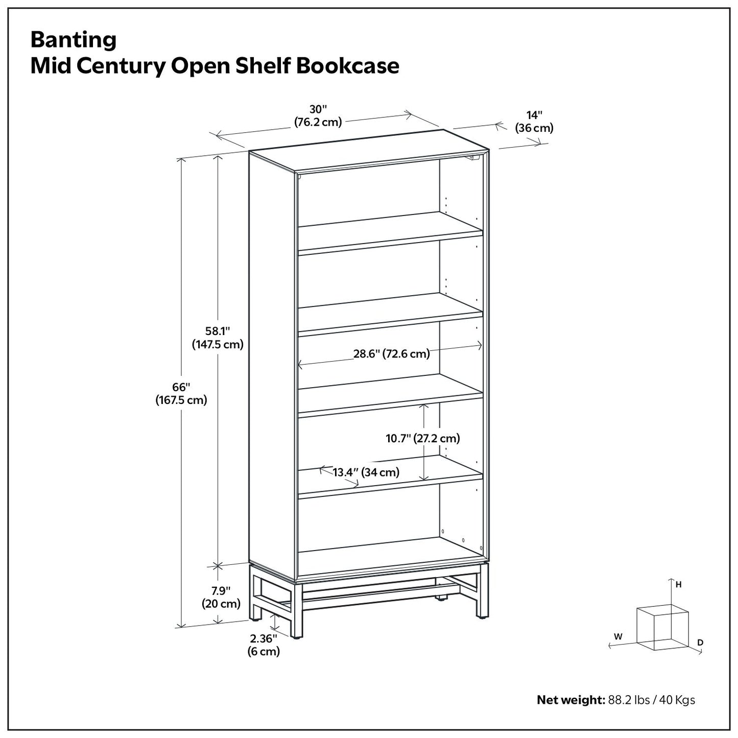 Banting - Mid Century Bookcase, Handcrafted - The Sleep Loft - Online Mattress Showroom NYC