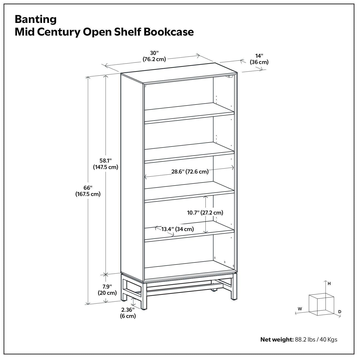 Banting - Mid Century Bookcase, Handcrafted - The Sleep Loft - Online Mattress Showroom NYC