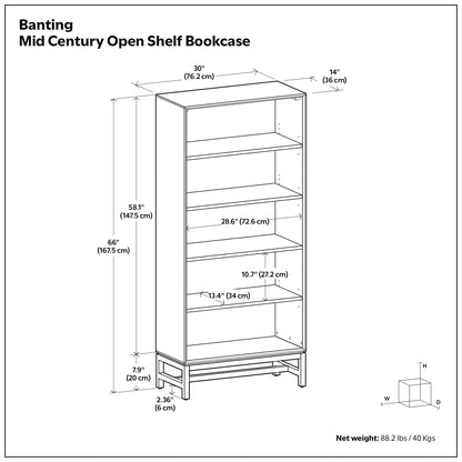 Banting - Mid Century Bookcase, Handcrafted - The Sleep Loft - Online Mattress Showroom NYC