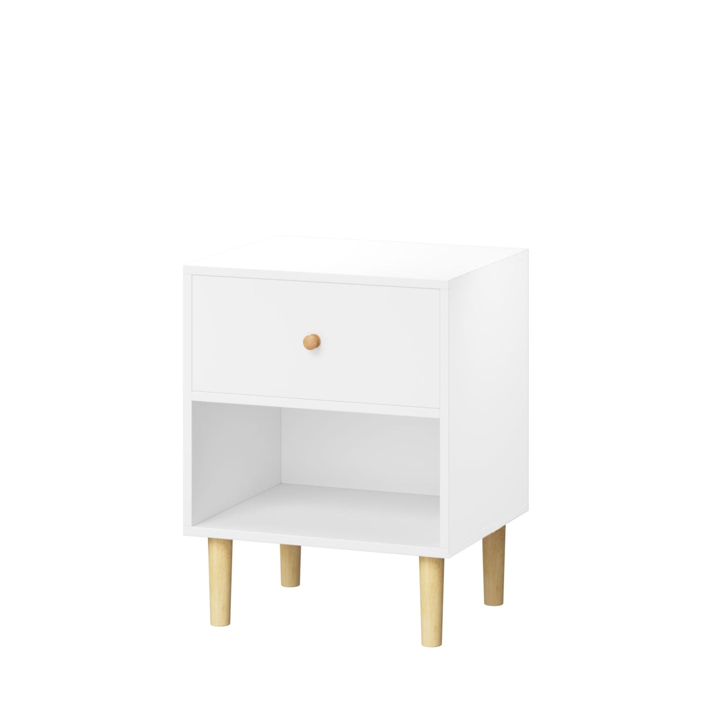 Nightstand With 1 Drawer And 1 Shelf - White - The Sleep Loft - Online Mattress Showroom NYC