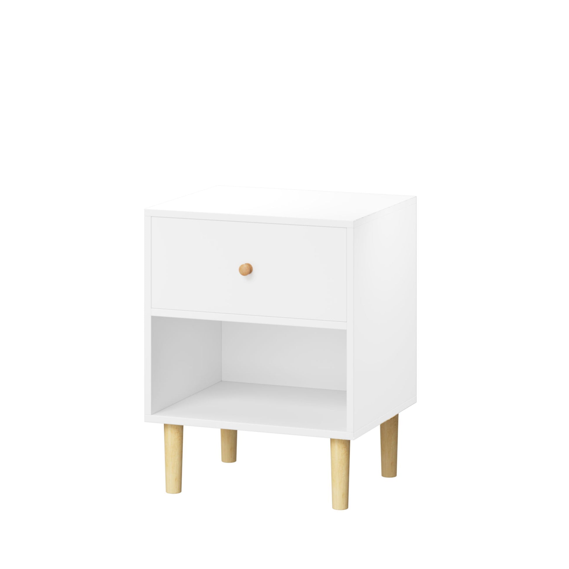 Nightstand With 1 Drawer And 1 Shelf - White - The Sleep Loft - Online Mattress Showroom NYC