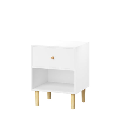 Nightstand With 1 Drawer And 1 Shelf - White - The Sleep Loft - Online Mattress Showroom NYC