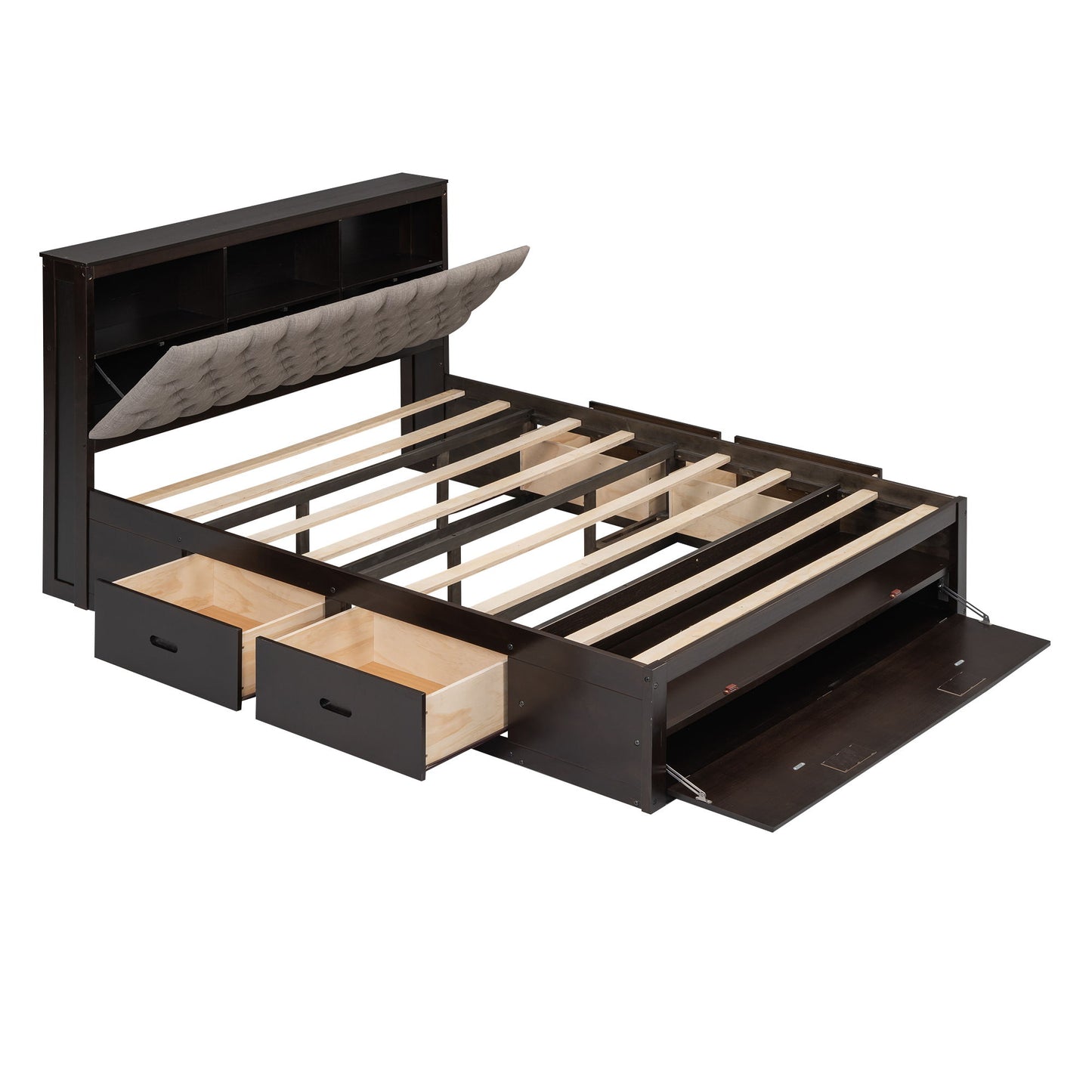 Platform Bed With Storage Headboard, Shoe Rack And 4 Drawers - The Sleep Loft - Online Mattress Showroom NYC