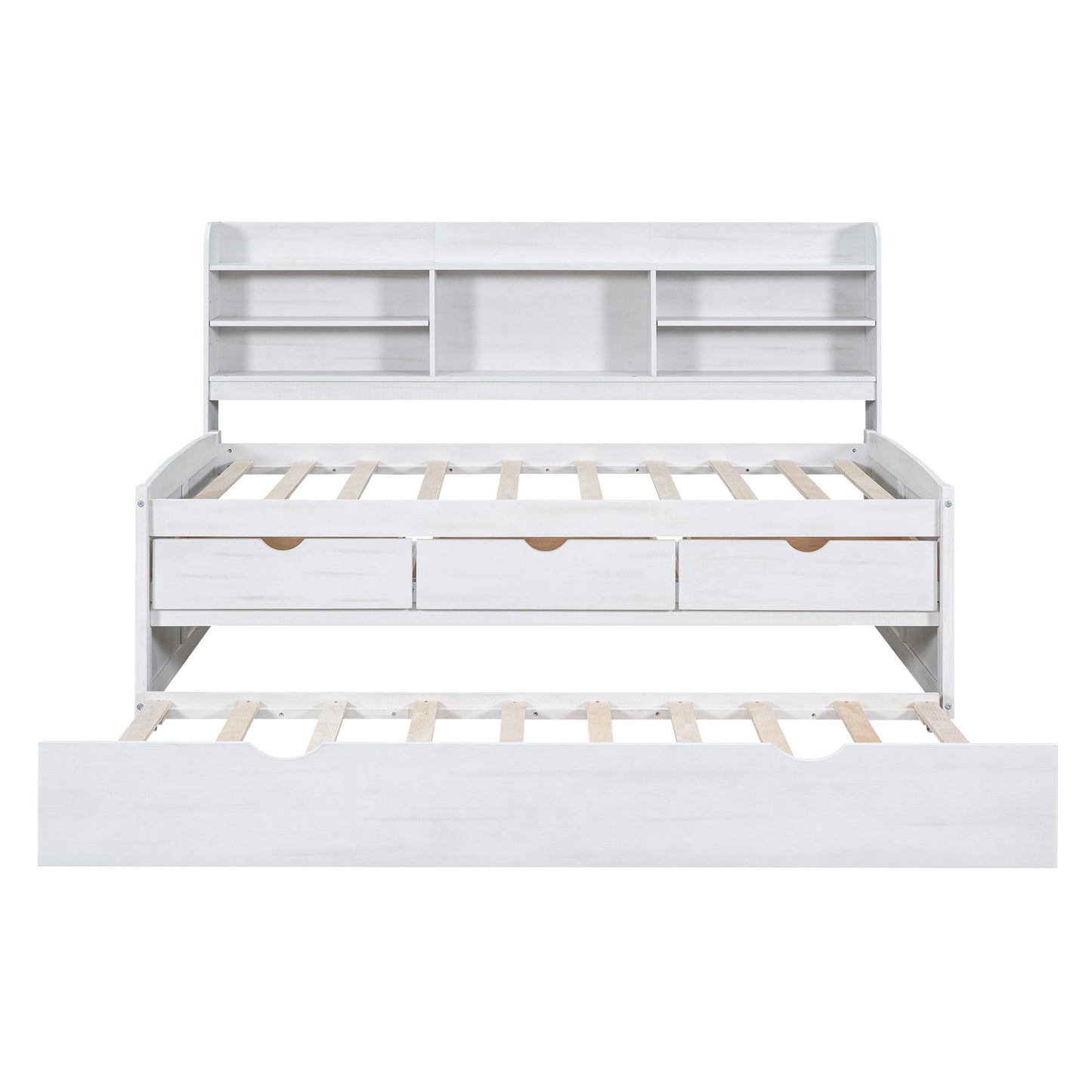 Captain Bed With Built In Bookshelves, 3 Storage Drawers, And Trundle - The Sleep Loft - Online Mattress Showroom NYC