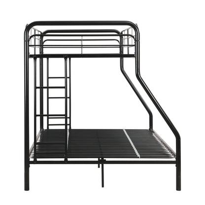 Modern Twin Over Full Metal Bunk Bed With Trundle And Dual Side Ladder And Metal Design - Black / Brown - The Sleep Loft - Online Mattress Showroom NYC