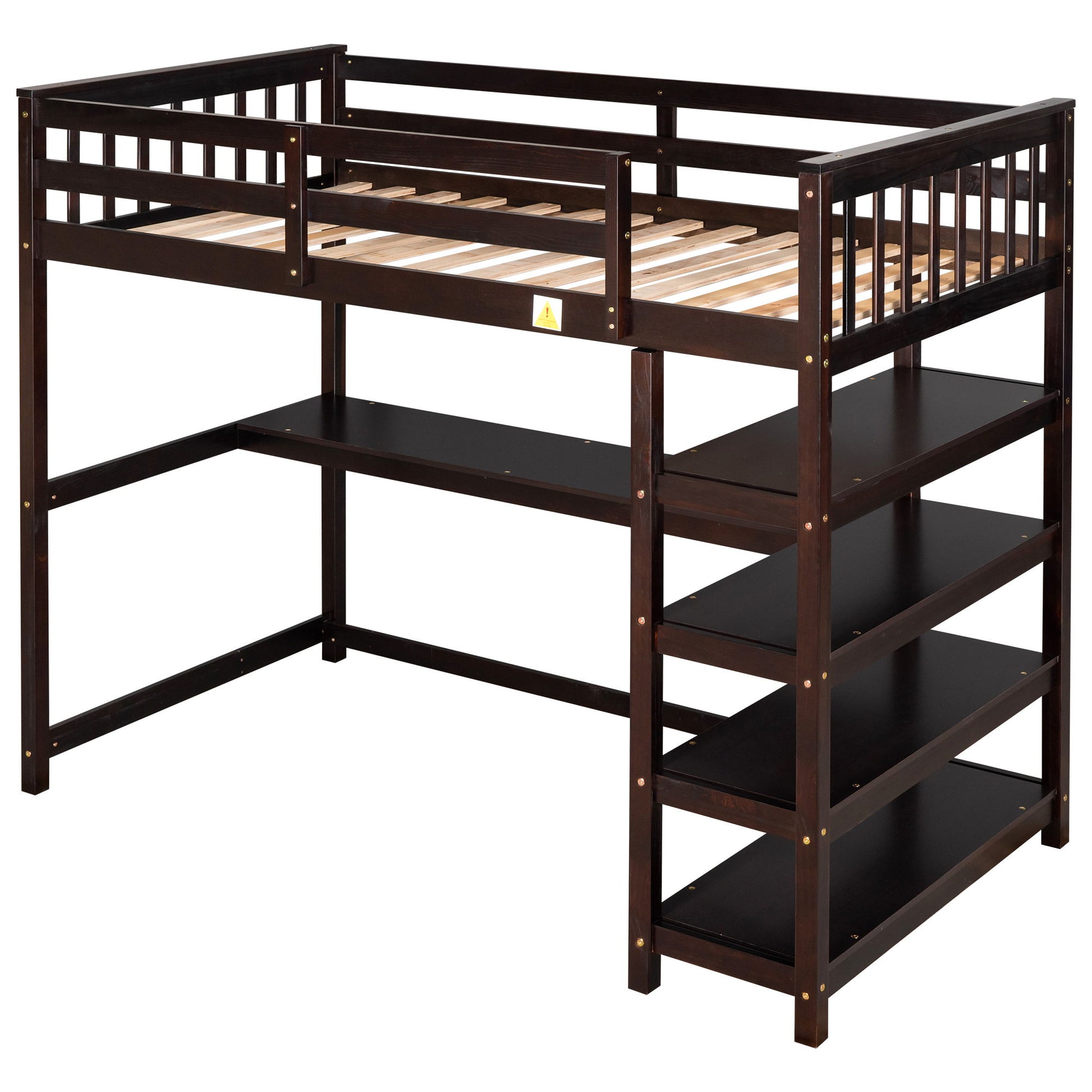 Loft Bed With Storage Shelves And Under Bed Desk - The Sleep Loft - Online Mattress Showroom NYC