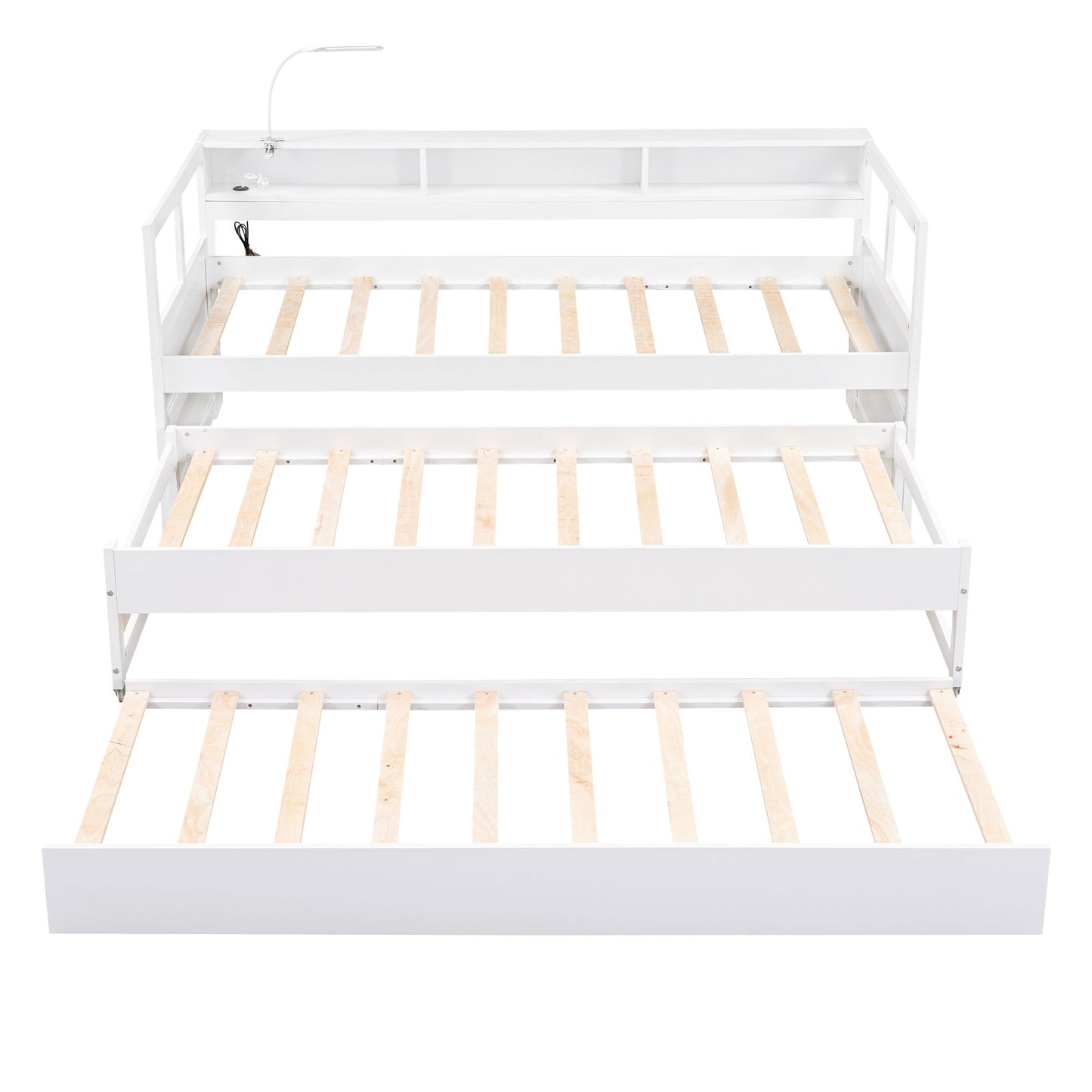 Daybed With 2 Trundles, 3 Storage Cubbies, Built In USB Charging Light - The Sleep Loft - Online Mattress Showroom NYC