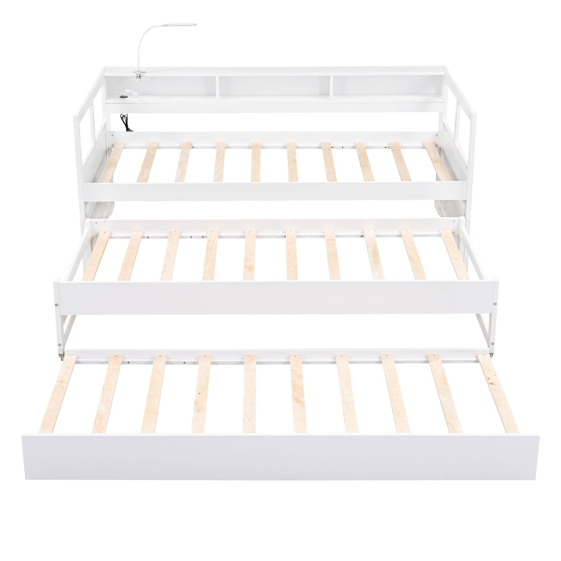 Daybed With 2 Trundles, 3 Storage Cubbies, Built In USB Charging Light - The Sleep Loft - Online Mattress Showroom NYC
