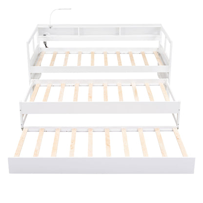 Daybed With 2 Trundles, 3 Storage Cubbies, Built In USB Charging Light - The Sleep Loft - Online Mattress Showroom NYC