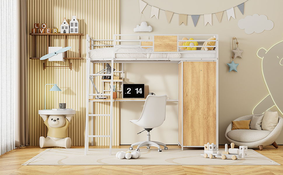 Loft Bed With L Shape Desk And Wardrobe - The Sleep Loft - Online Mattress Showroom NYC