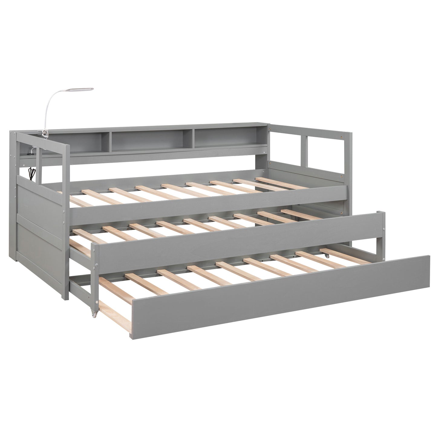 Daybed With 2 Trundles, 3 Storage Cubbies, Built In USB Charging Light - The Sleep Loft - Online Mattress Showroom NYC