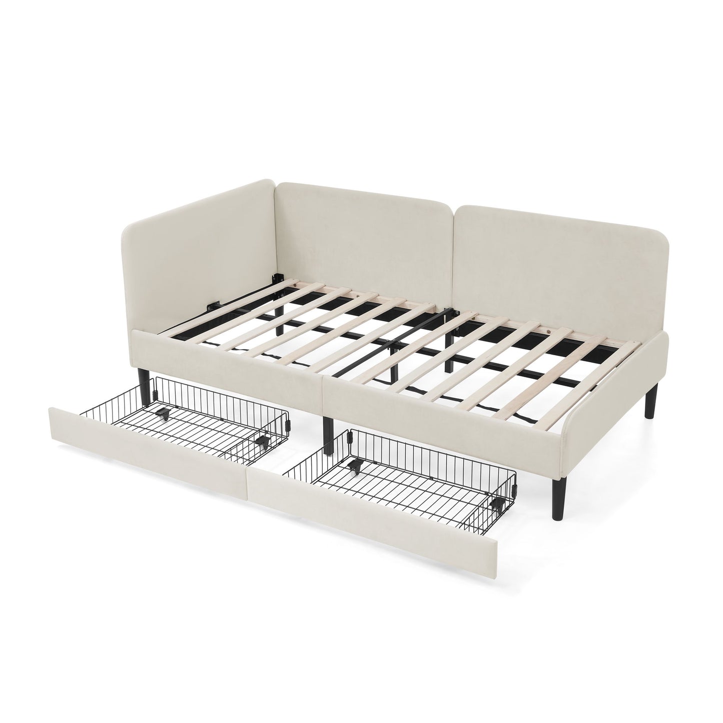 Upholstered Platform Bed Frame With 2 Storage Drawers And Adjustable Sofa Bed - The Sleep Loft - Online Mattress Showroom NYC