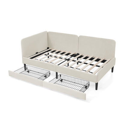 Upholstered Platform Bed Frame With 2 Storage Drawers And Adjustable Sofa Bed - The Sleep Loft - Online Mattress Showroom NYC