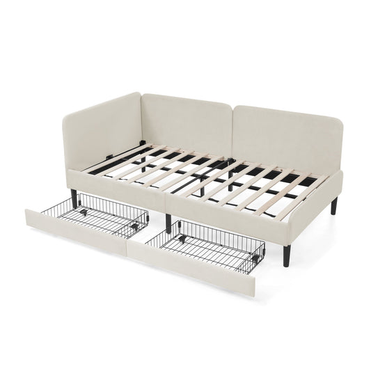 Upholstered Platform Bed Frame With 2 Storage Drawers And Adjustable Sofa Bed - The Sleep Loft - Online Mattress Showroom NYC