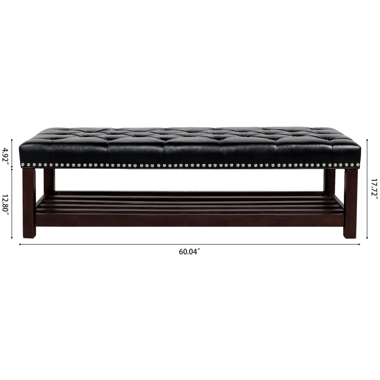 Bedroom End Of Bed Bench Tufted Upholstered End Of Bed Bench End Of Bed Entrance Shoe Bench With Nailhead Trim And Shelf Bedroom Upholstered Bench Living Room Shoe Rack Footstool - The Sleep Loft - Online Mattress Showroom NYC