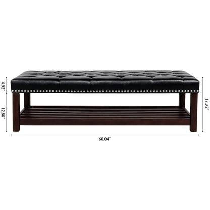 Bedroom End Of Bed Bench Tufted Upholstered End Of Bed Bench End Of Bed Entrance Shoe Bench With Nailhead Trim And Shelf Bedroom Upholstered Bench Living Room Shoe Rack Footstool - The Sleep Loft - Online Mattress Showroom NYC