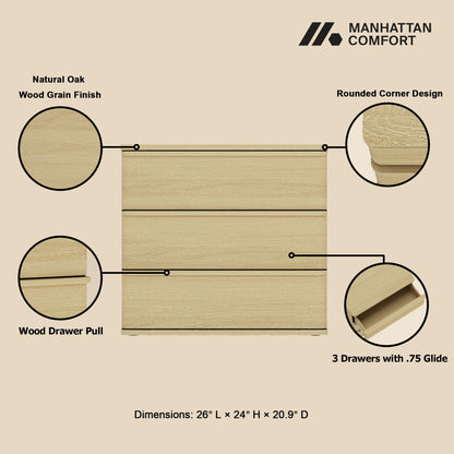 Molly - Nightstand - Oak - The Sleep Loft - Online Mattress Showroom NYC