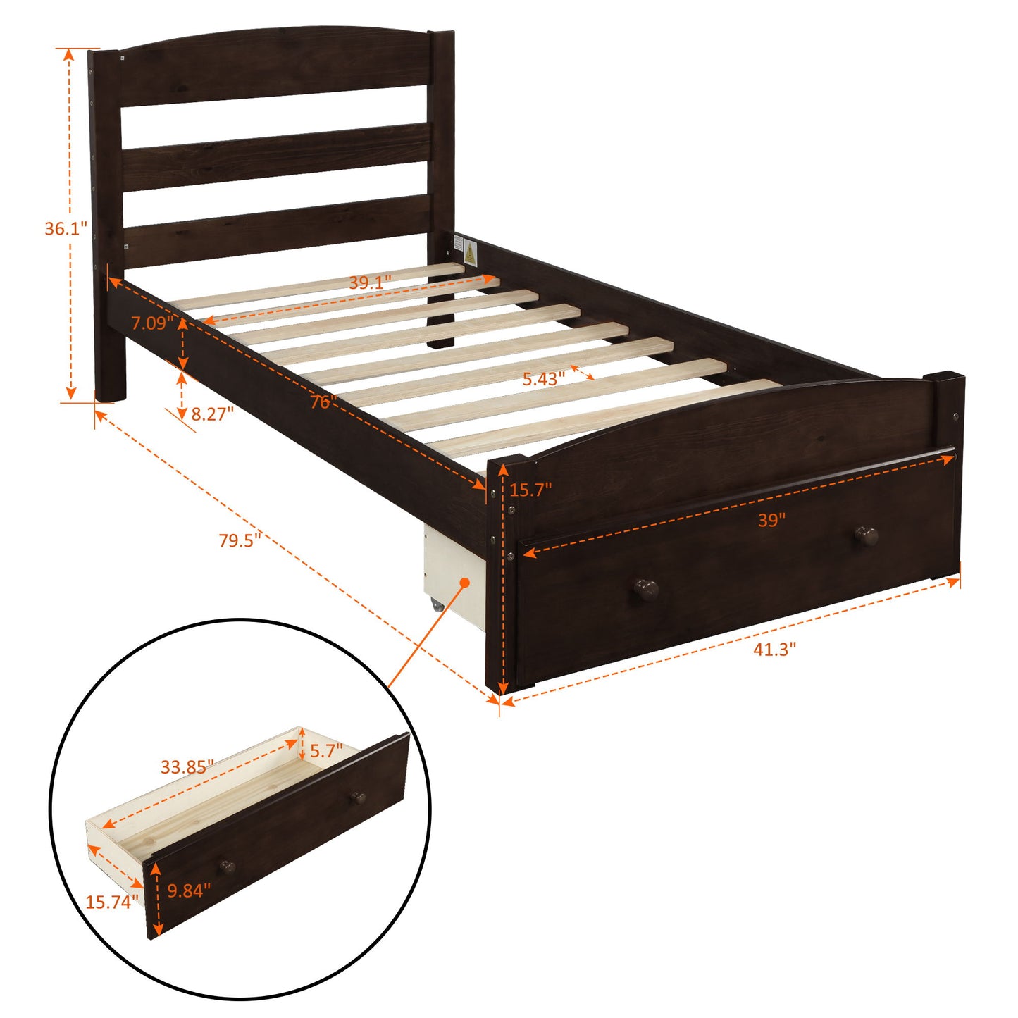 Platform Bed Frame With Storage Drawer And Wood Slat Support No Box Spring Needed - The Sleep Loft - Online Mattress Showroom NYC