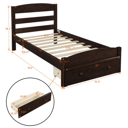 Platform Bed Frame With Storage Drawer And Wood Slat Support No Box Spring Needed - The Sleep Loft - Online Mattress Showroom NYC