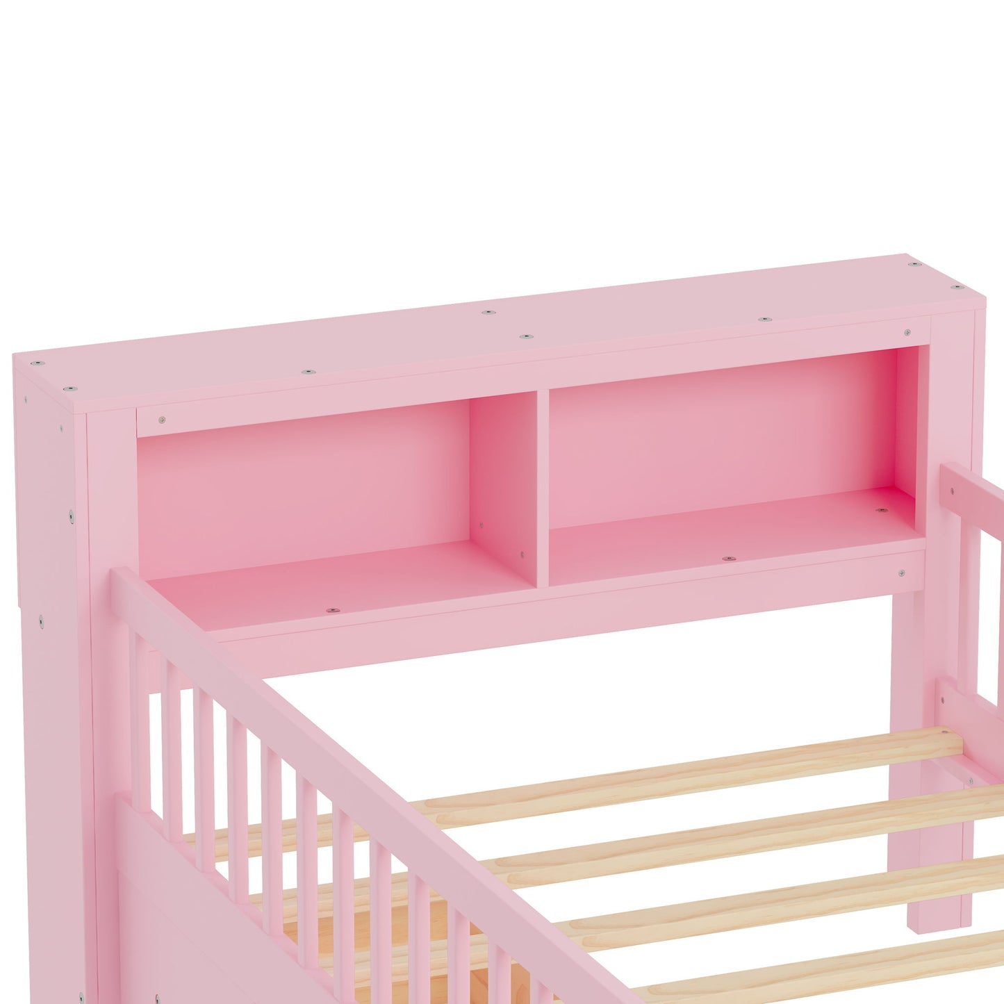 Bed With Headboard Storage Rack, 2 Under Bed Drawers, 3 Side Guardrails For Safety - The Sleep Loft - Online Mattress Showroom NYC