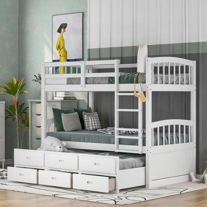 Bunk Bed With Trundle And Drawers, Arched Headboard And Footboard - The Sleep Loft - Online Mattress Showroom NYC