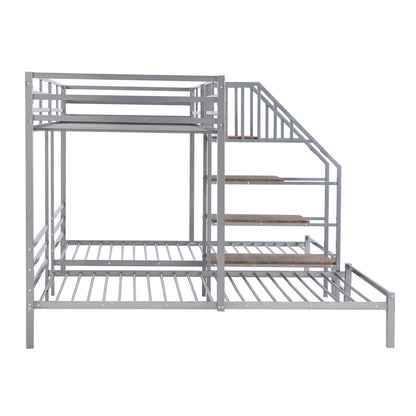 Metal Bunk Bed With Storage Shelves Staircase - The Sleep Loft - Online Mattress Showroom NYC
