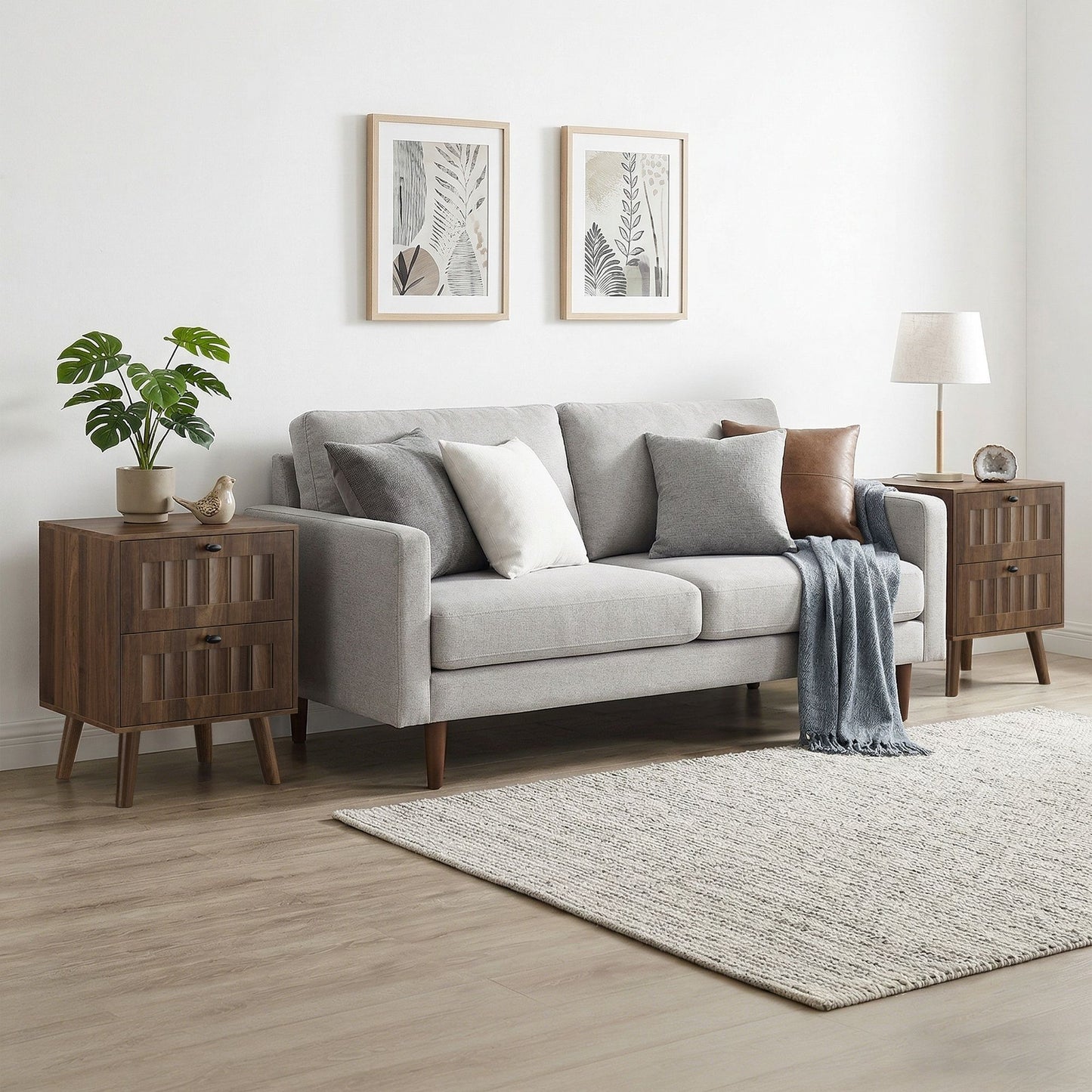 Double Drawer Bedside Table (Set of 2) - Walnut - The Sleep Loft - Online Mattress Showroom NYC