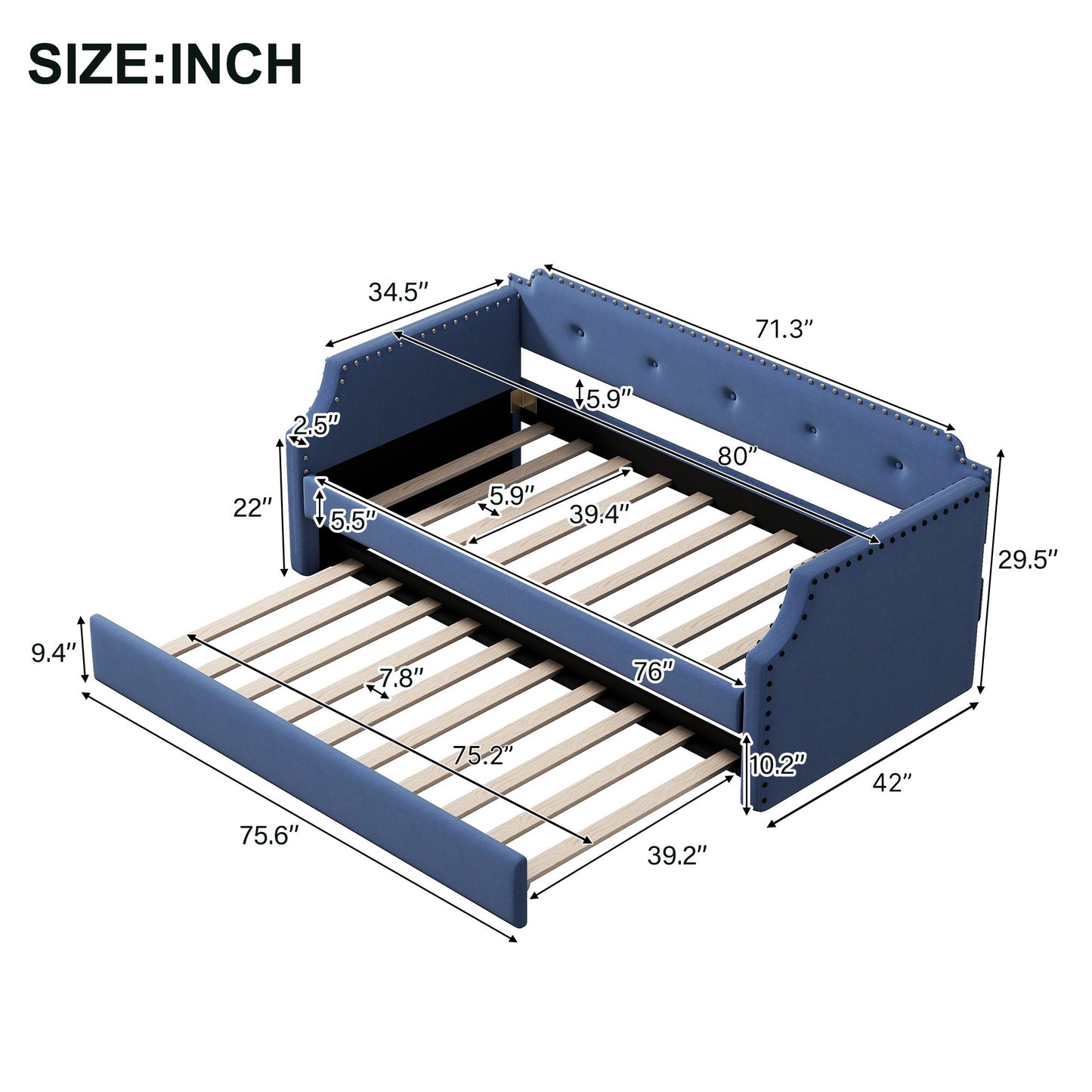 Upholstered Daybed With Trundle - The Sleep Loft - Online Mattress Showroom NYC
