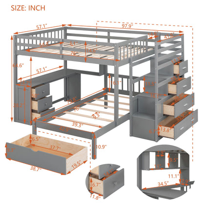 Bunk Bed With Desk, Drawers And Shelves - The Sleep Loft - Online Mattress Showroom NYC