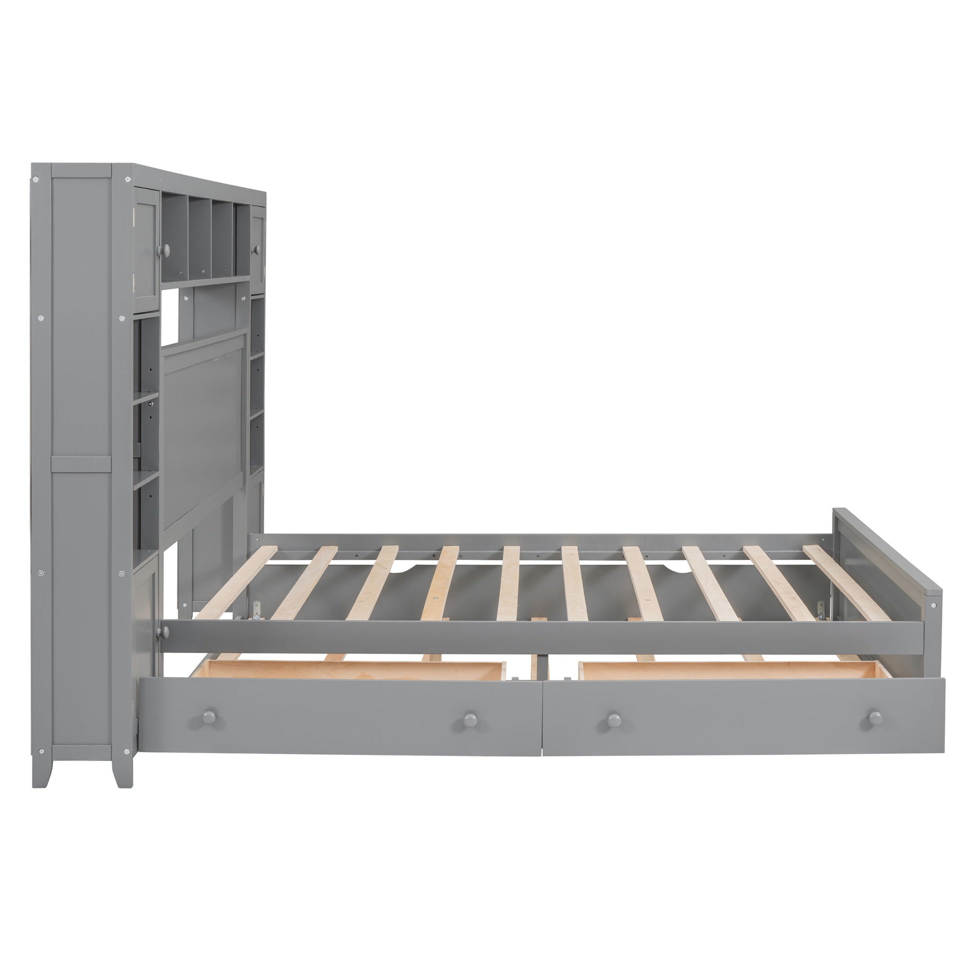 Bed With All In One Cabinet, Shelf And Sockets, Twin Long Trundle - The Sleep Loft - Online Mattress Showroom NYC