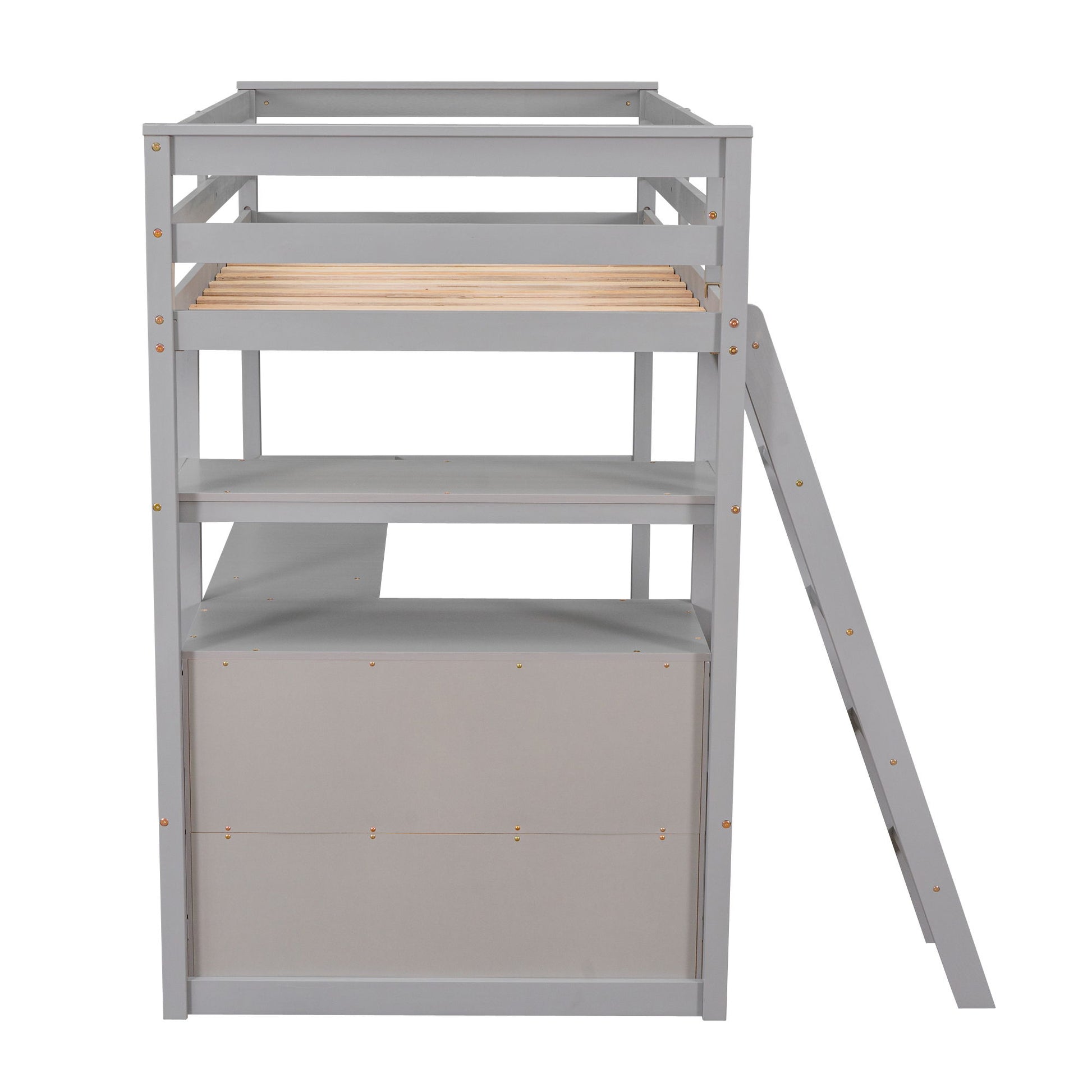 Modern Loft Bed With Built In Desk, Shelves, And 2 Drawers - The Sleep Loft - Online Mattress Showroom NYC