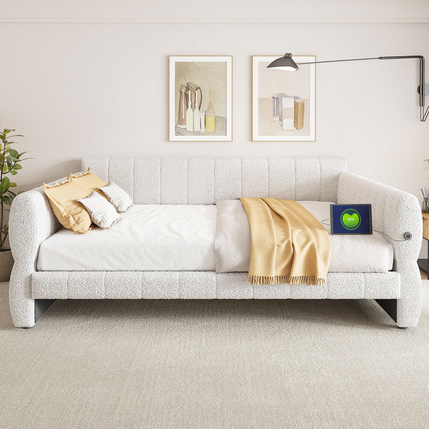 Upholstered Platform Bed With USB Charging - The Sleep Loft - Online Mattress Showroom NYC
