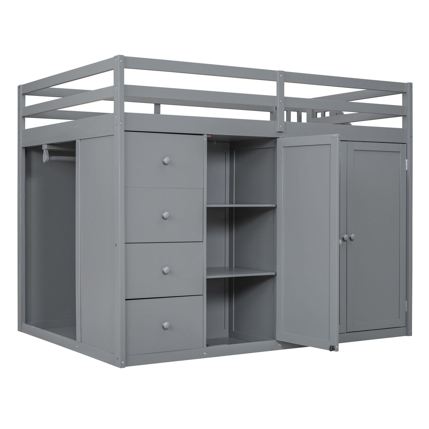 Loft Bed With Built In Wardrobes, Cabinets And Drawers - The Sleep Loft - Online Mattress Showroom NYC
