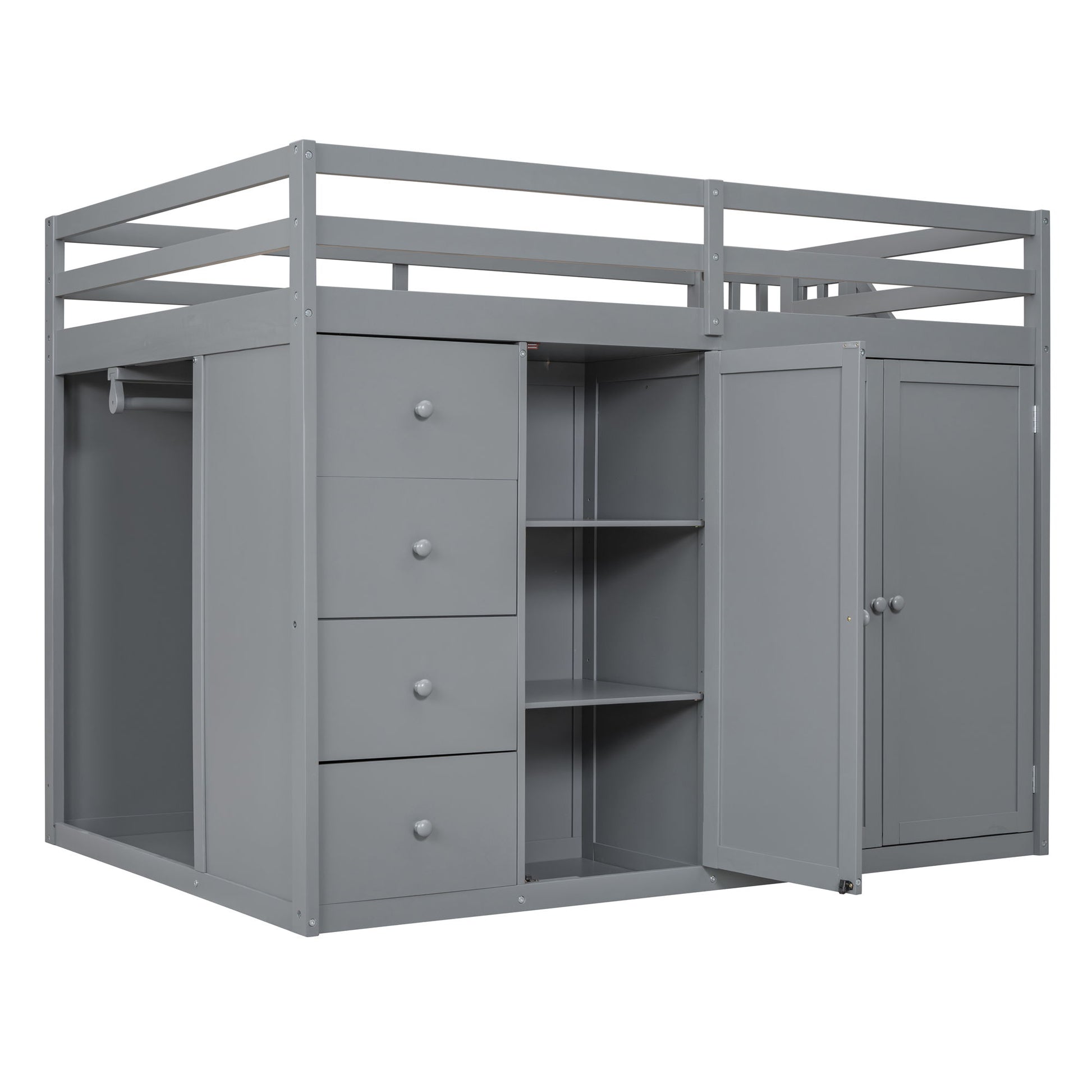 Loft Bed With Built In Wardrobes, Cabinets And Drawers - The Sleep Loft - Online Mattress Showroom NYC