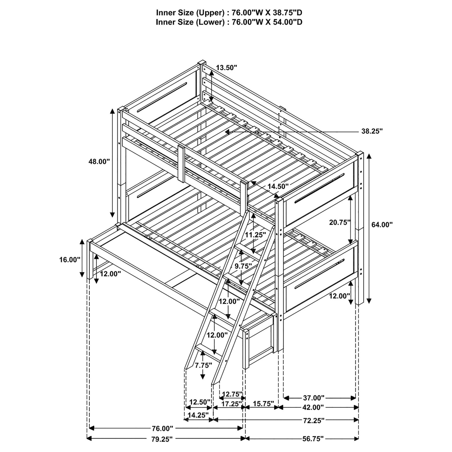 Bunk Bed With Built In Ladder, Safety Guardrails And Angled Access Step - The Sleep Loft - Online Mattress Showroom NYC
