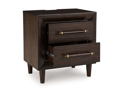 Dantenton - Two Drawer Night Stand - Merlot - The Sleep Loft - Online Mattress Showroom NYC