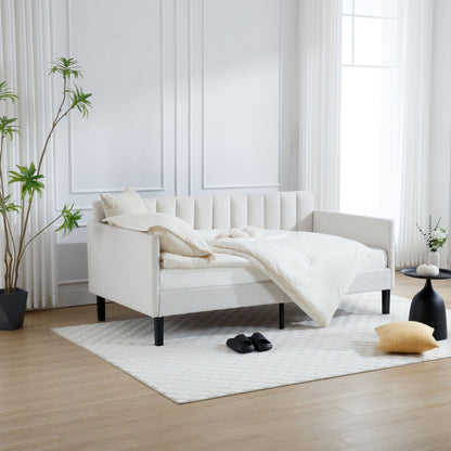 Elena - Boucle Upholstered Daybed, Ribbed Tufted Backrest - The Sleep Loft - Online Mattress Showroom NYC