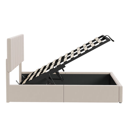 Elegant Upholstered Platform Bed With Hydraulic Storage System - The Sleep Loft - Online Mattress Showroom NYC